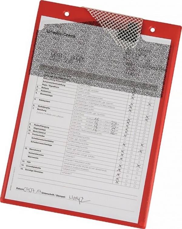 Auftragstasche m.Klettverschluss,Kordel u.2 Fächer DIN A4 rot VE=10 St.EICHNER