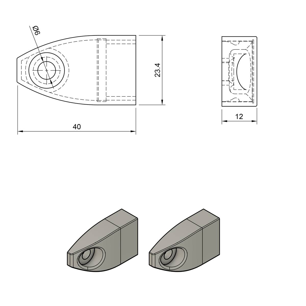 2er Set Endkappen für SOLIS Leuchten - flach-2