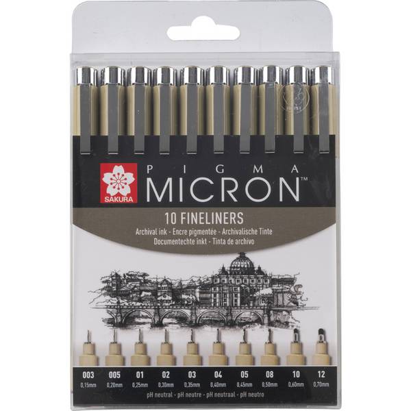 SAKURA Fineliner PIGMA MICRON, 10er Etui, schwarz