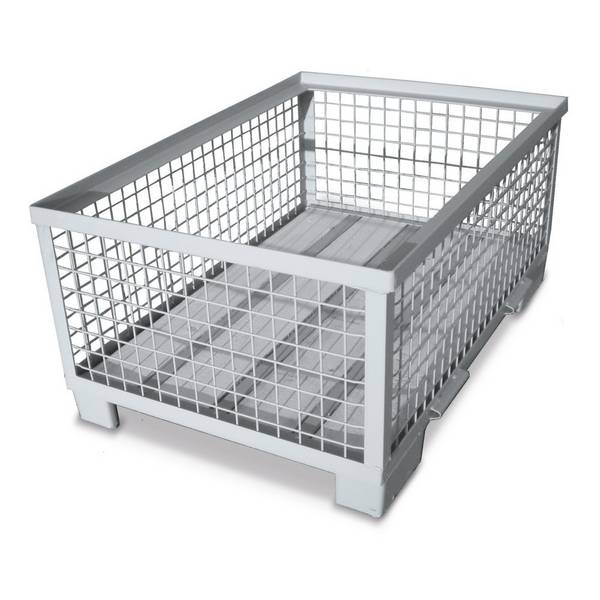 Industrie-Gitterbox, voll abklappbare Längswand, Höhe 570 mm