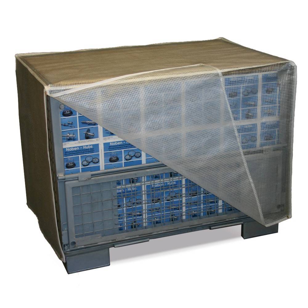 Abdeckhaube mit Saum und Ösen, HxBxT 950 x 1.250 x 850 mm, transparent-0