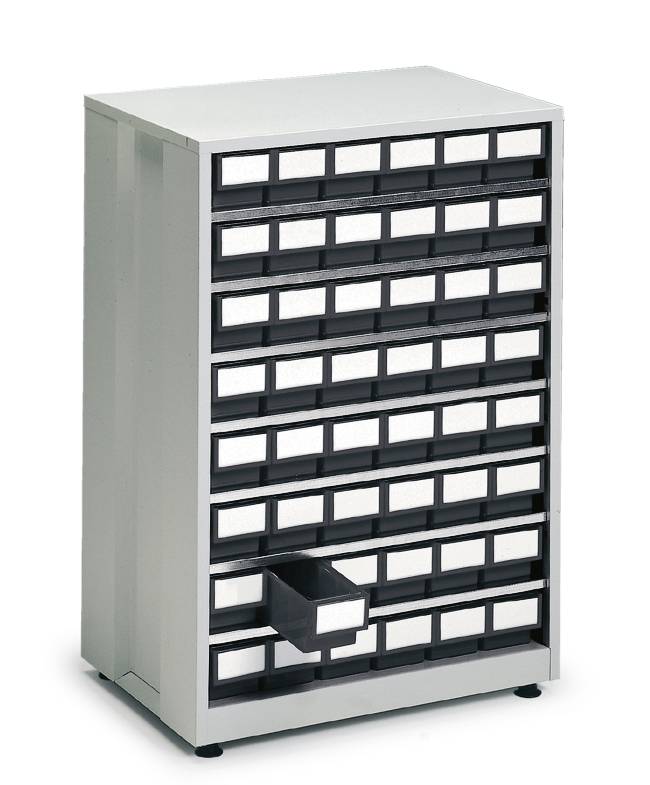 Treston Großes Schubladenmagazin 4840 ESD mit 48 ESD-Schubladen in schwarz. Gehäuse BxTxH 605x410x870 mm, hellgrau-0