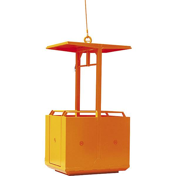 Arbeitskorb für Kran 1 bzw. 4 Kranösen mit Leitrollen 1 Kranöse mit Seilstropp orange RAL 2004. Florian