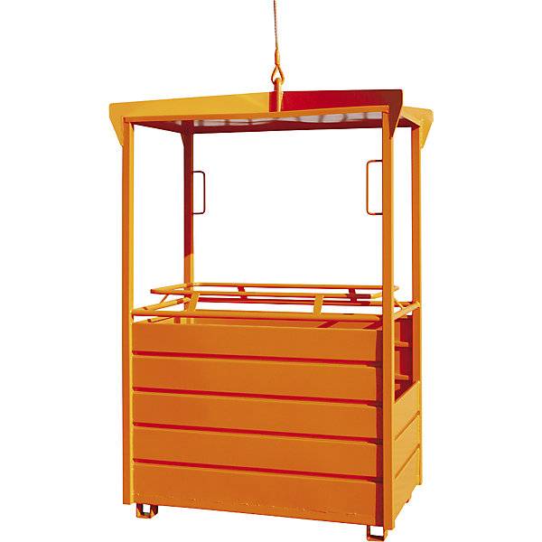 Arbeitskorb für Kran verstärkte Ausführung ohne Rollen 1 Kranöse mit Seilstropp orange RAL 2004. Florian