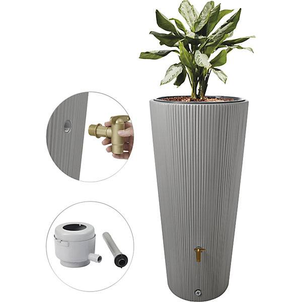 Regenspeicher VASO Decor UV- und witterungsbeständig Volumen 220 l zinkgrau. Otto Graf GmbH |-0