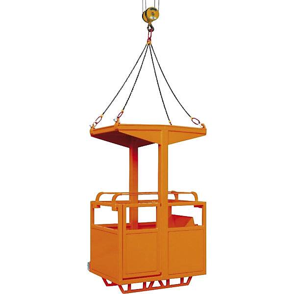Arbeitskorb für Kran 1 bzw. 4 Kranösen mit Leitrollen 4 Kranösen orange RAL 2004. Florian Eichinger GmbH