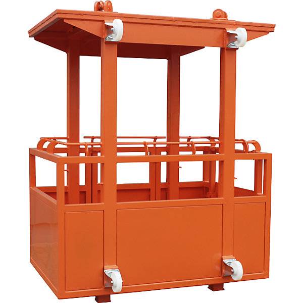 Arbeitskorb 4 Kranösen mit Leitrollen leichte Ausführung orange RAL 2004. Florian Eichinger GmbH 83801749-0