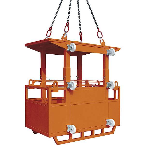 Arbeitskorb 4 Kranösen mit Leitrollen schwere Ausführung orange RAL 2004. Florian Eichinger GmbH 83801849-3