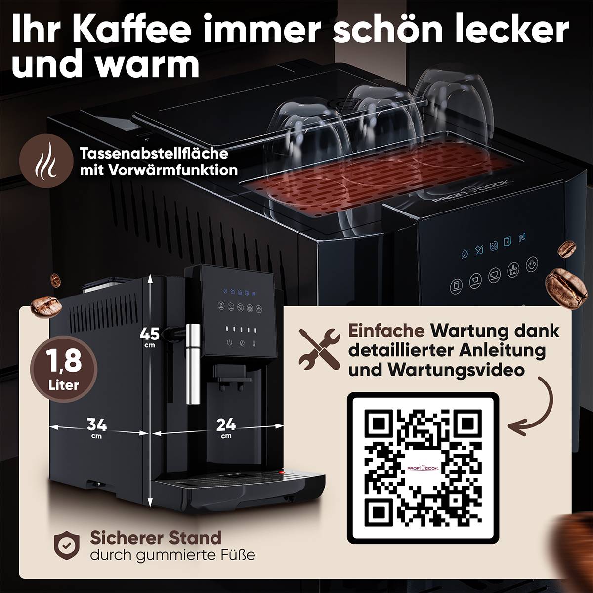 ProfiCook Kaffeevollautomat PC-KAV 1281 schwarz-4