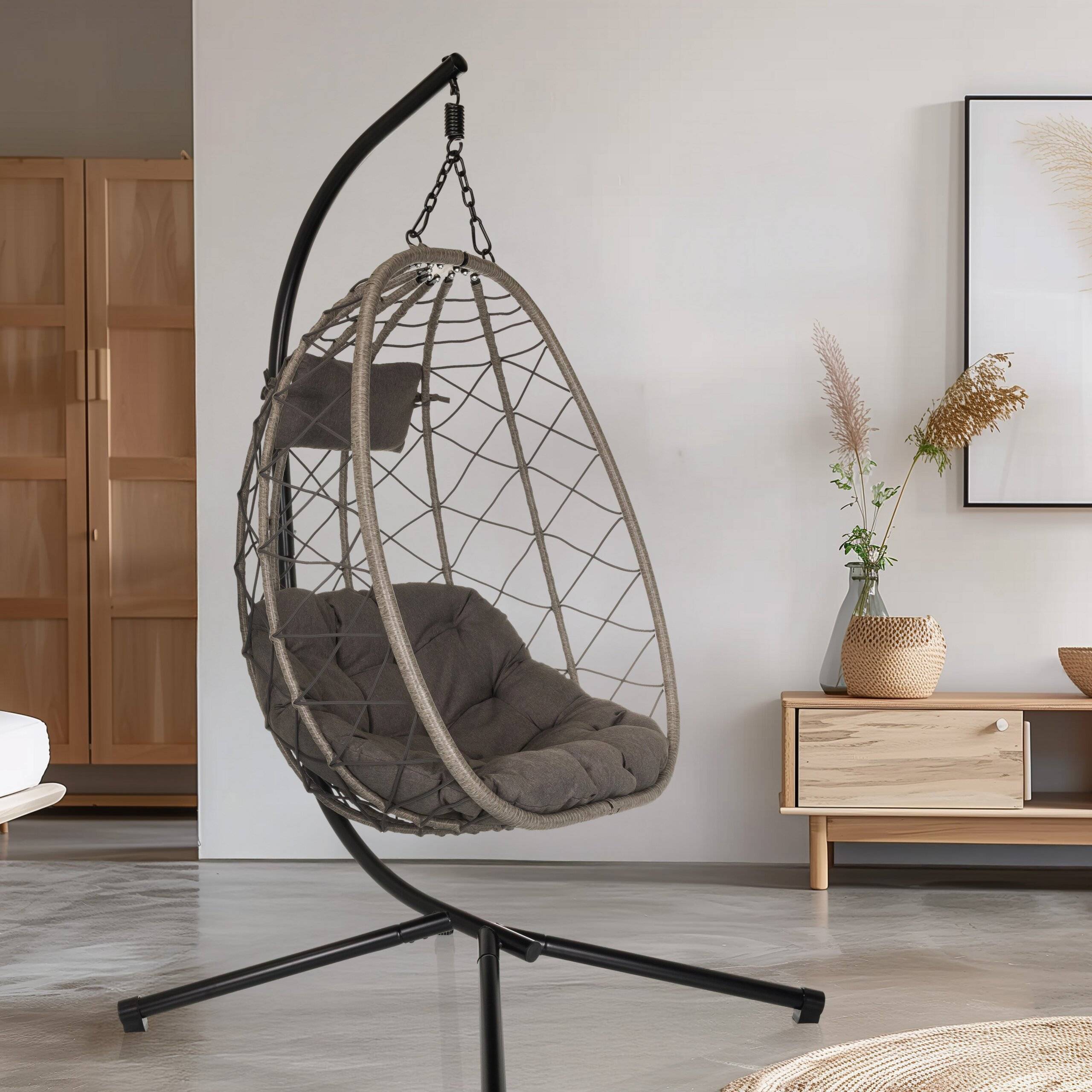 Hängesessel COCOVA Outdoor mit Gestell schwarz/grau hjh LIVING-4