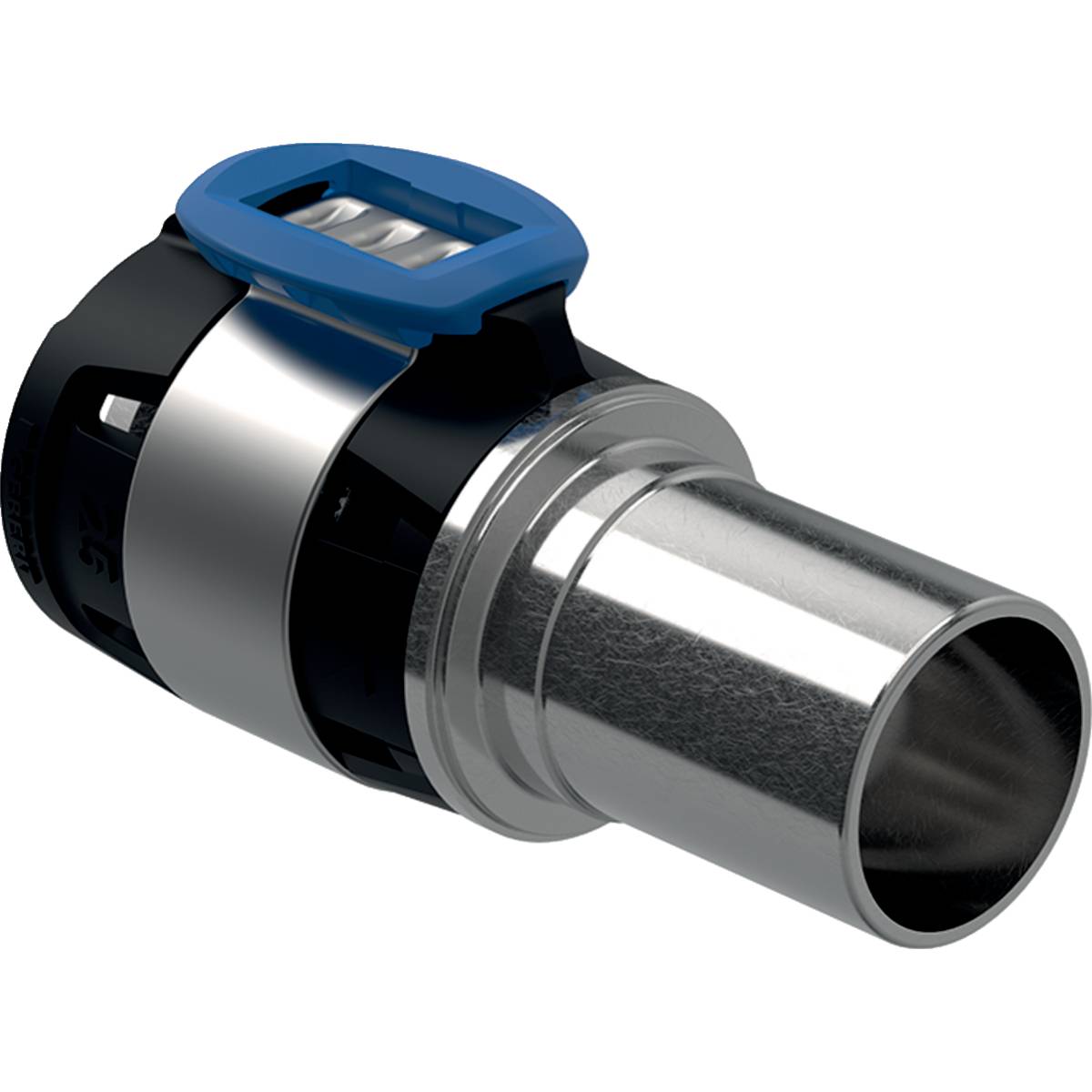 Geberit FlowFit Übergang auf Mapress, mit Einschubende D 40mm, D1 35mm, Edelstahl 1,4401-0