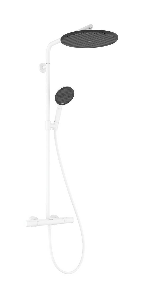 hansgrohe Raindance Alive S Puro Showerpipe 300 1jet EcoSmart mit Ecostat Element, Mattweiß