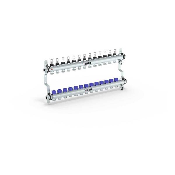 Rehau Verteiler HKV-D Easyflow, Edelstahl, 13 Heizkreise, mit Durchflussanzeige min/max
