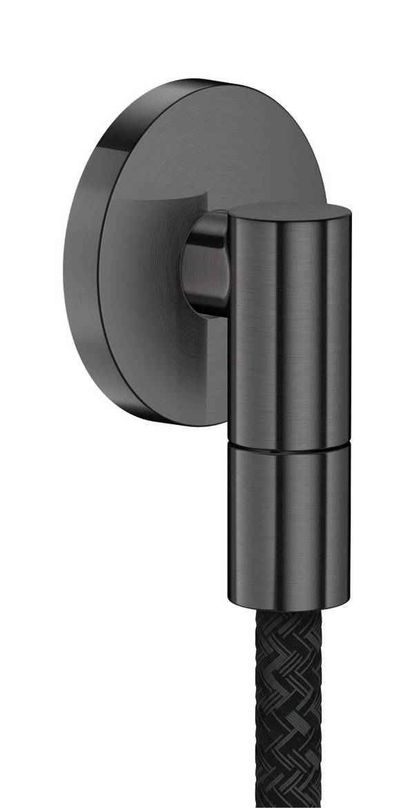hansgrohe FixFit Fine S Wandanschluss mit Rückflussverhinderer, Brushed Black Chrome