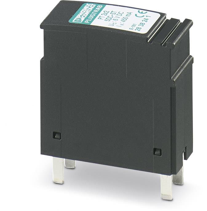 Ein schwarzes elektrisches Bauteil mit metallischen Anschlüssen, beschriftet mit technischen Spezifikationen oben auf der Oberfläche.