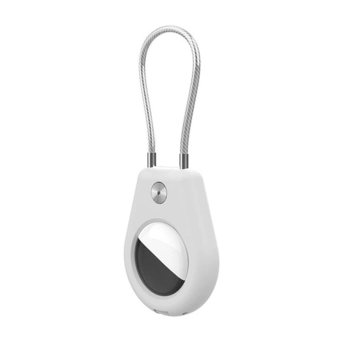 Schutzhülle kompatibel mit Apple AirTag, mit Stahlkabel - Schwarz + Weiß (2 Stück)-1