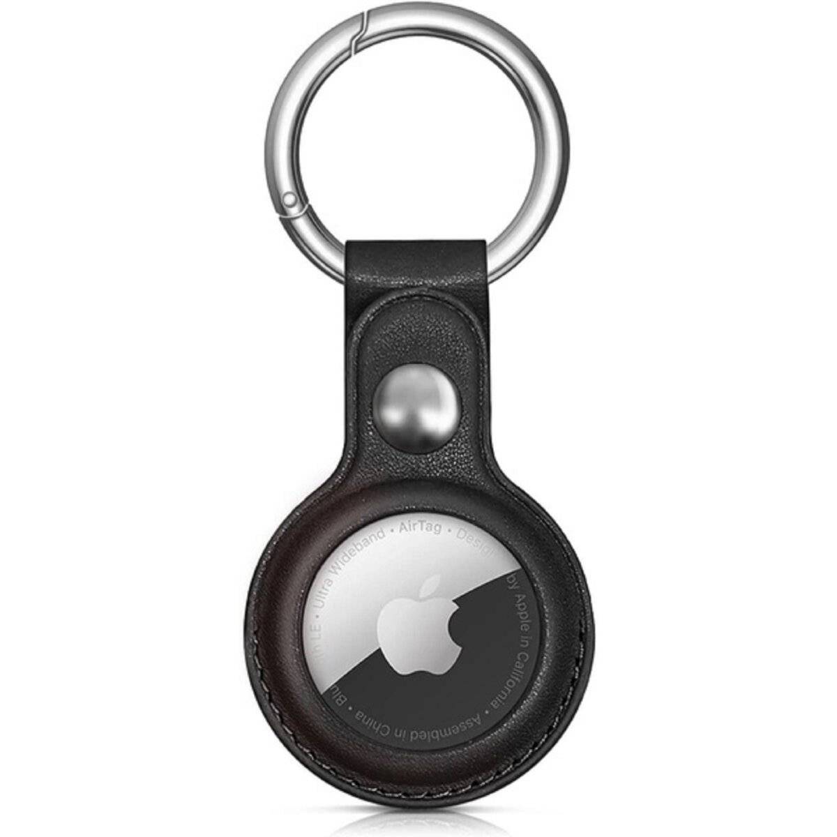 Schutzhülle kompatibel mit Apple AirTag Lederhülle - Schwarz-0