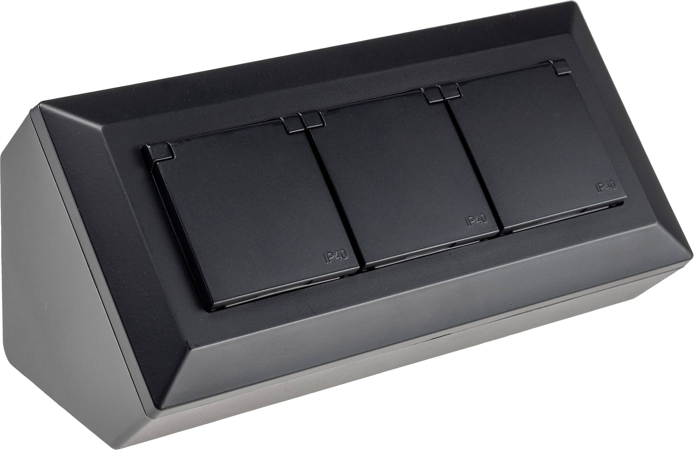 ChiliTec - 2-fach Steckdosenblock USB-A&C schwarz mit Klappen-1