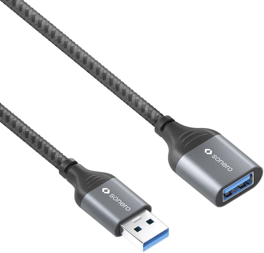 USB 3.0 Kabel - A/A Verlängerung - Aluminium - space grey/schwarz - 0,50m-0