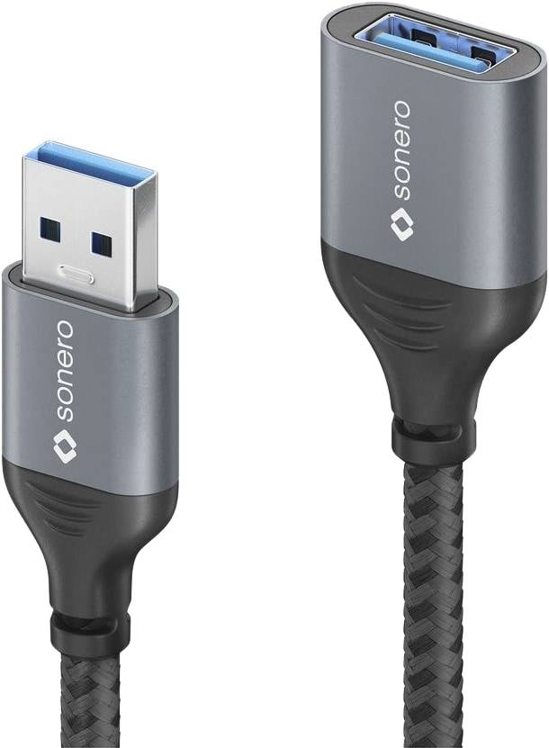 USB 3.0 Kabel - A/A Verlängerung - Aluminium - space grey/schwarz - 0,50m-1