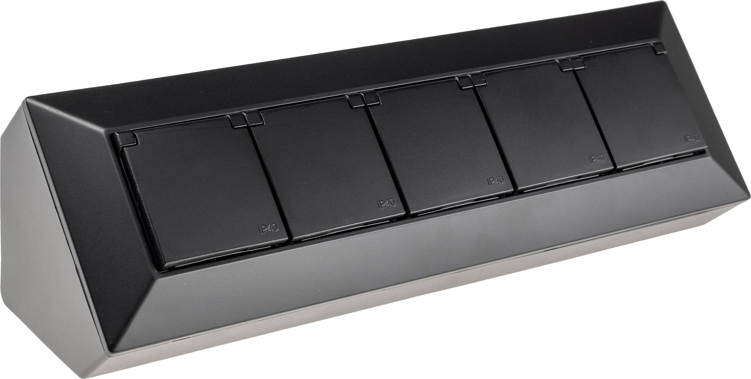 ChiliTec - 4-fach Steckdosenblock + USB-A/C schwarz mit Klapp-2