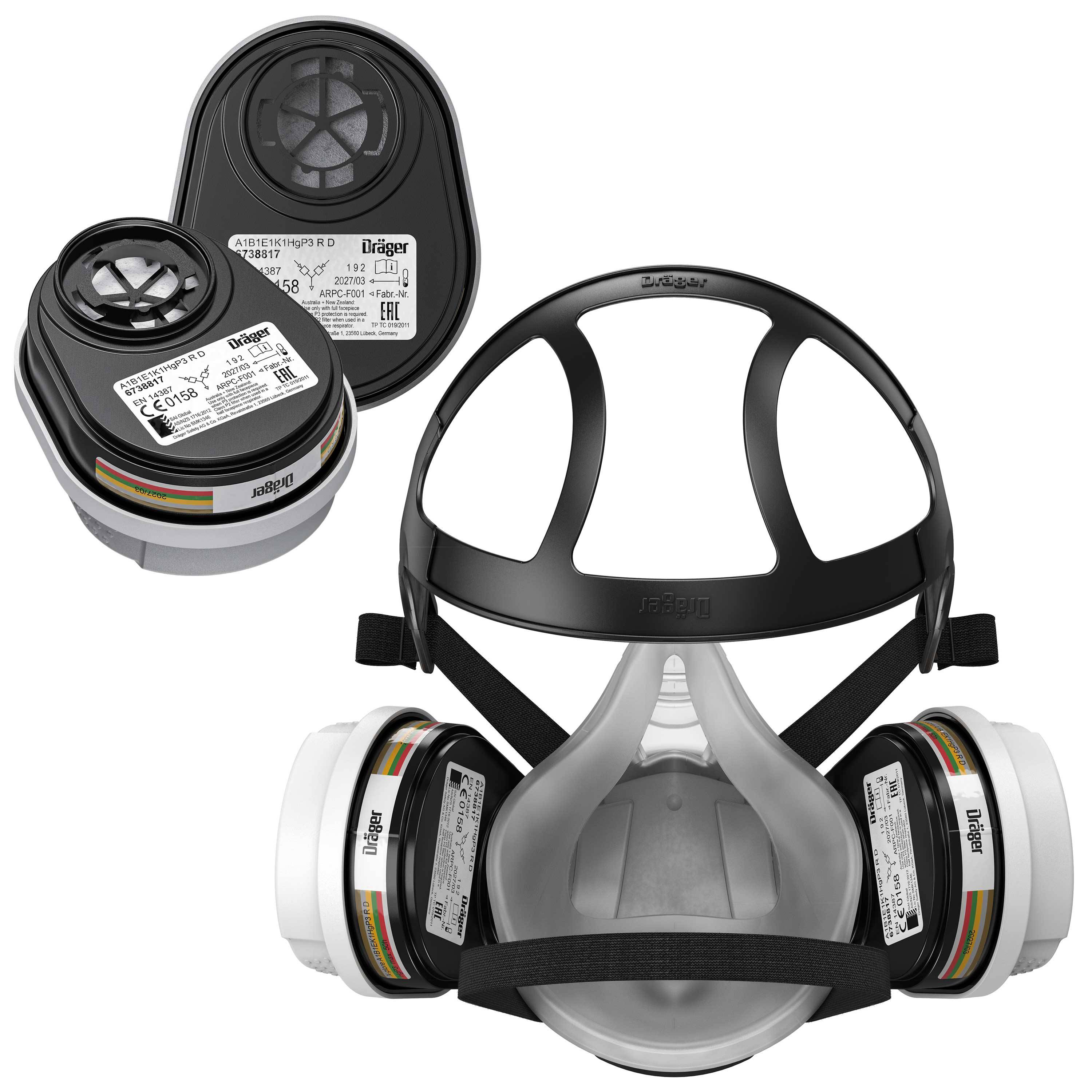 Dräger Atemschutzmaske Halbmaske X-plore 3300 ABEK 1 P3 Gasmaske mit Filter-1
