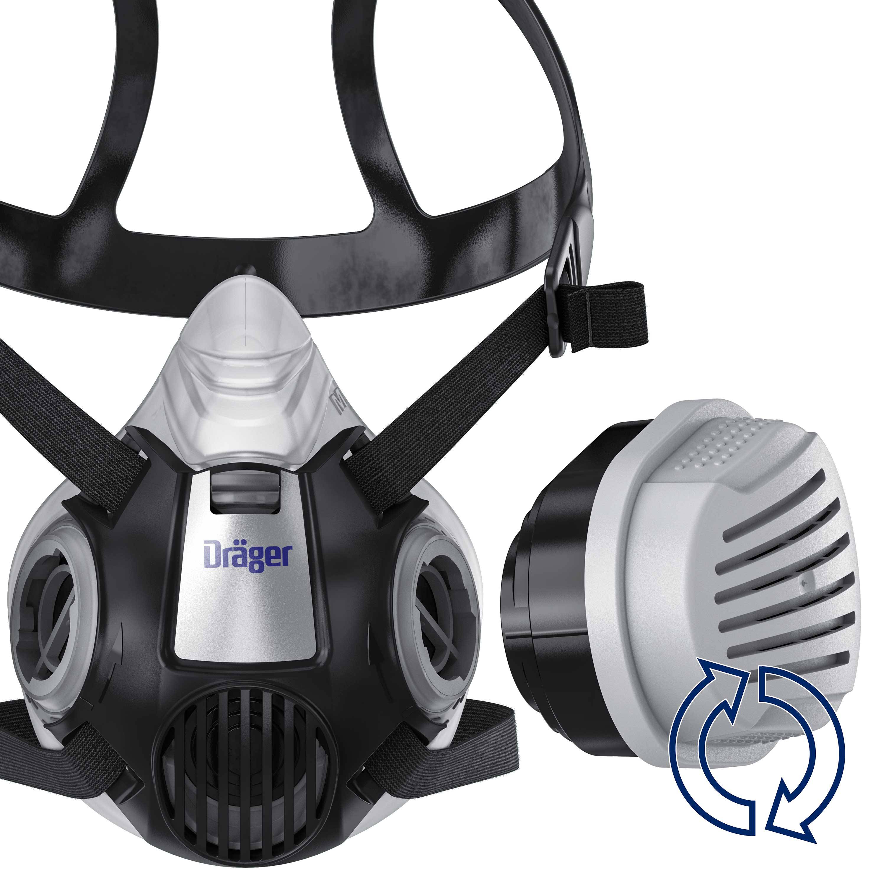 Dräger Atemschutzmaske Halbmaske X-plore 3300 ABEK 1 P3 Gasmaske mit Filter-2