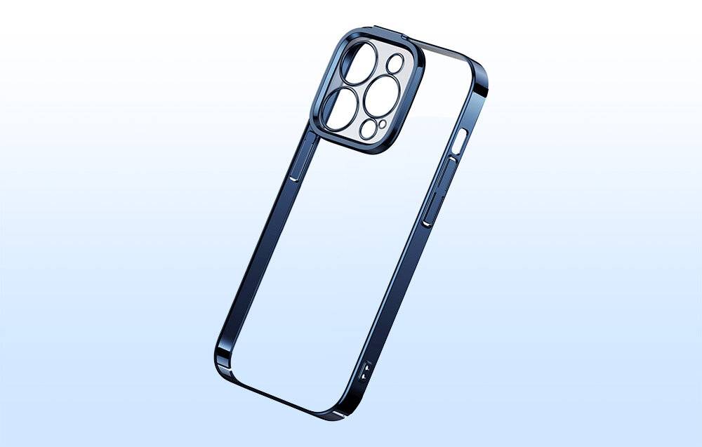 Baseus Glitter Transparentes Gehäuse und gehärtetes Glas Set für iPhone 14 Pro (blau)-2