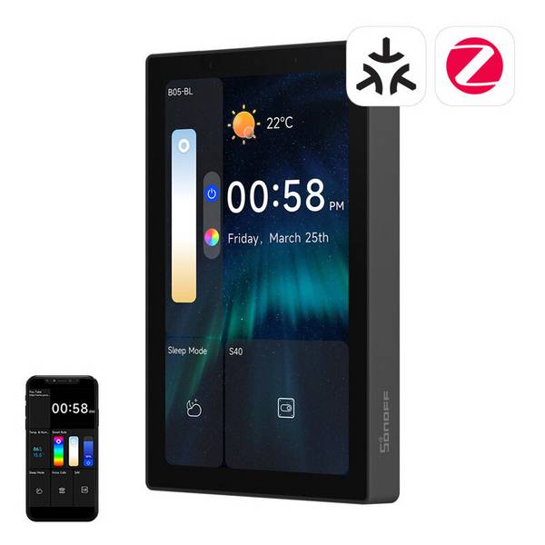 Sonoff - NSPanel120PB - SONOFF NSPanel Pro 120 Smart Control Panel Matter WiFi/Bluetooth/ZigBee (schwarz)