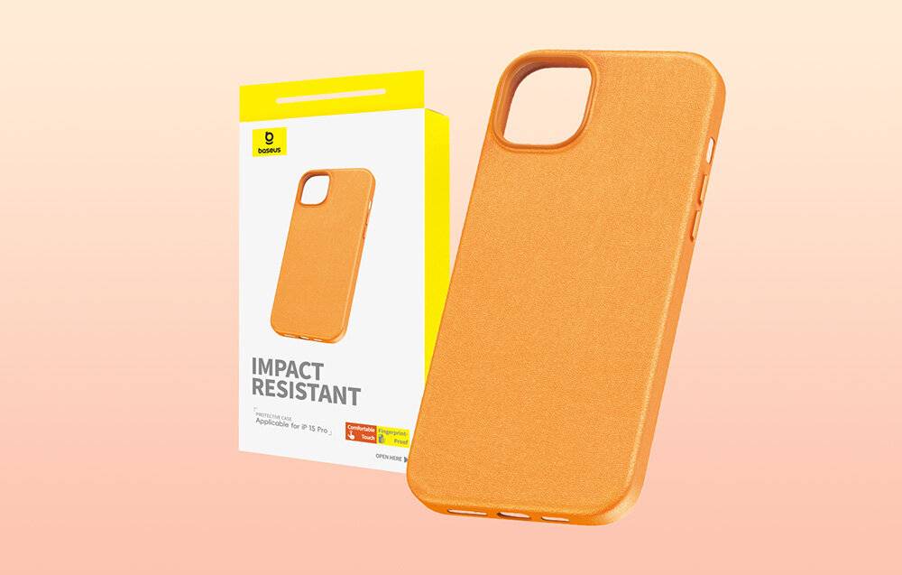 Preisbild für Handytasche für iPhone 15 Pro Baseus Fauxther Series (Orange)
