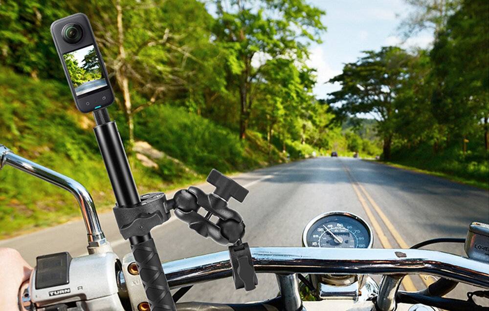 Preisbild für Puluz - PU495B - Motorrad-/Fahrradhalterung PULUZ mit zwei Klemmen und Selfie-Stick 150 cm
