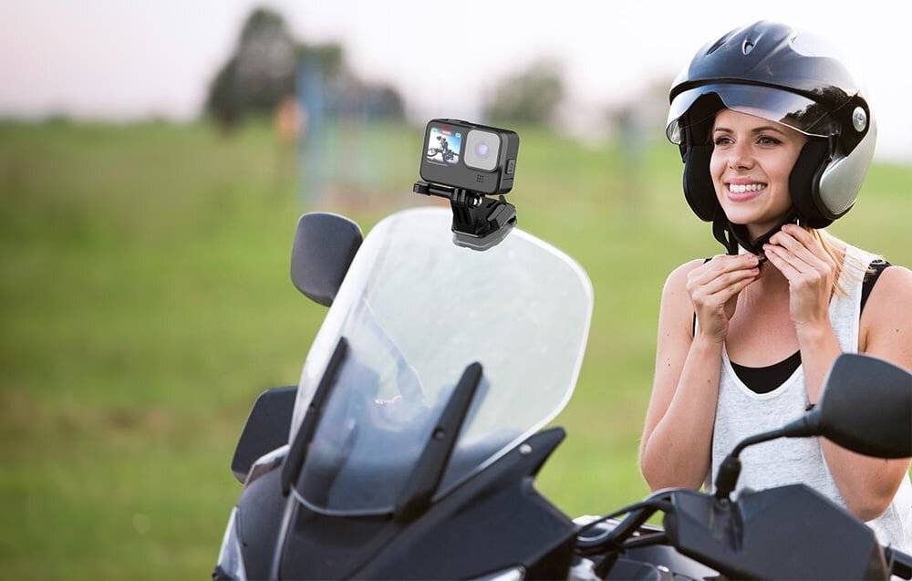 Puluz - PU942B - PULUZ Motorrad-Windschutzscheibenclip für Sportkameras (DJI Osmo Action 4, GoPro Hero 12, Insta360 Ace-2
