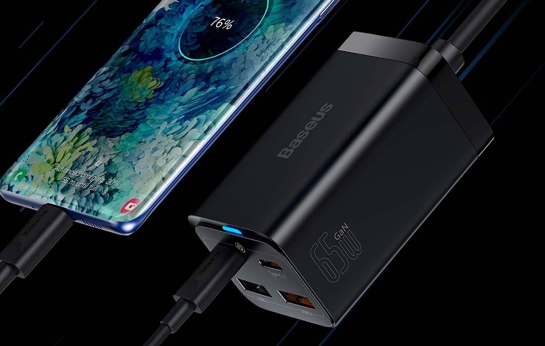 Schnellladegerät Baseus GaN3 Pro, 2x USB-C, 2x USB, 65W (schwarz)-2