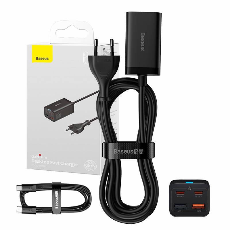 Schnellladegerät Baseus GaN3 Pro, 2x USB-C, 2x USB, 65W (schwarz)-3