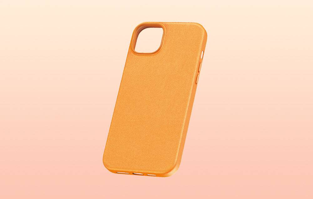 Handytasche für iPhone 15 Plus Baseus Fauxther Series (Orange)-1