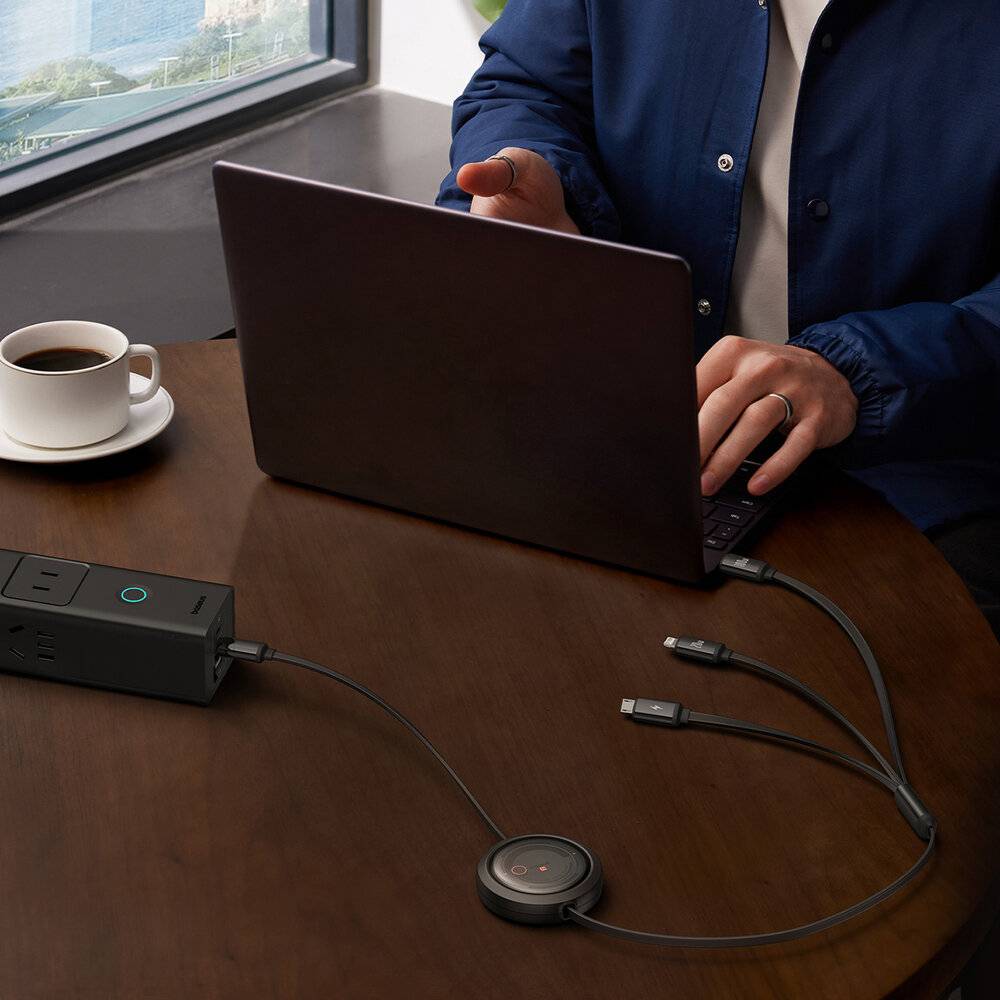 Schnellladekabel 3in1 Baseus Free2Draw USB-C zu USB-C/Blitz/Micro 100W, 1,1m (schwarz)-2