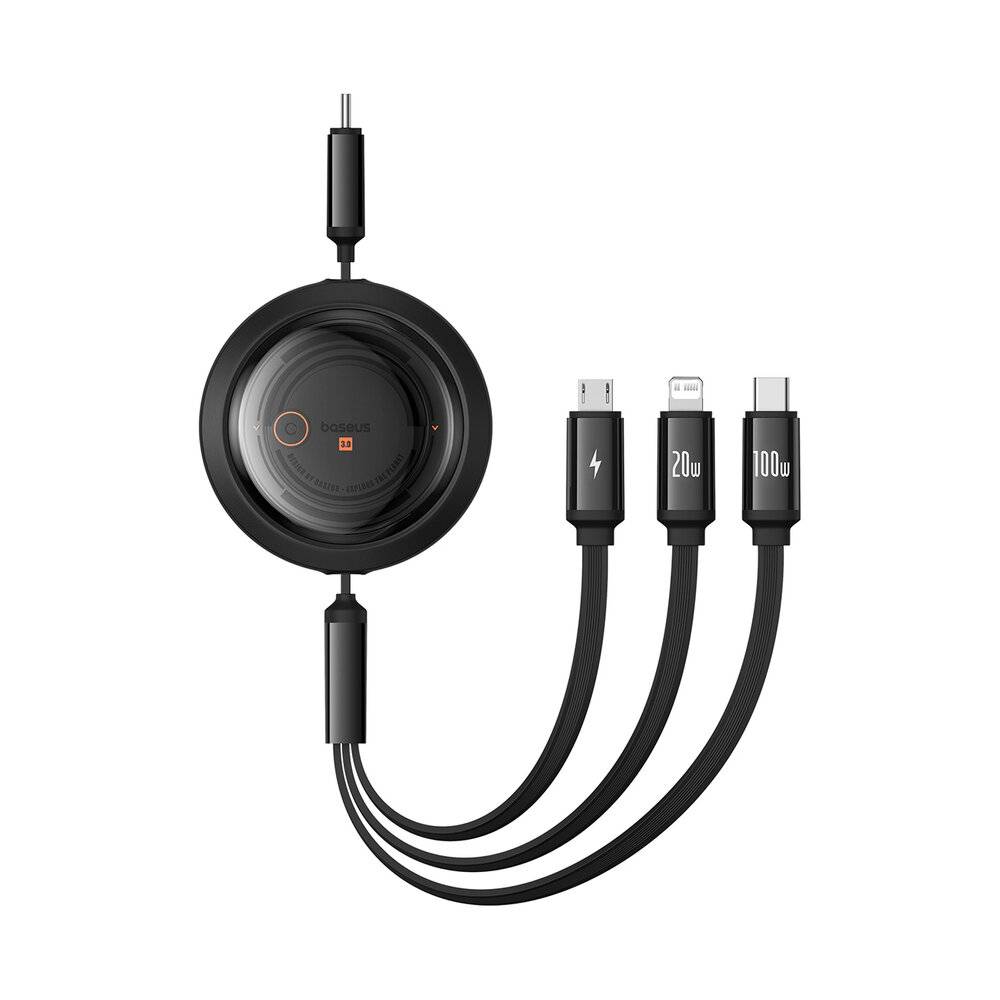 Schnellladekabel 3in1 Baseus Free2Draw USB-C zu USB-C/Blitz/Micro 100W, 1,1m (schwarz)-3
