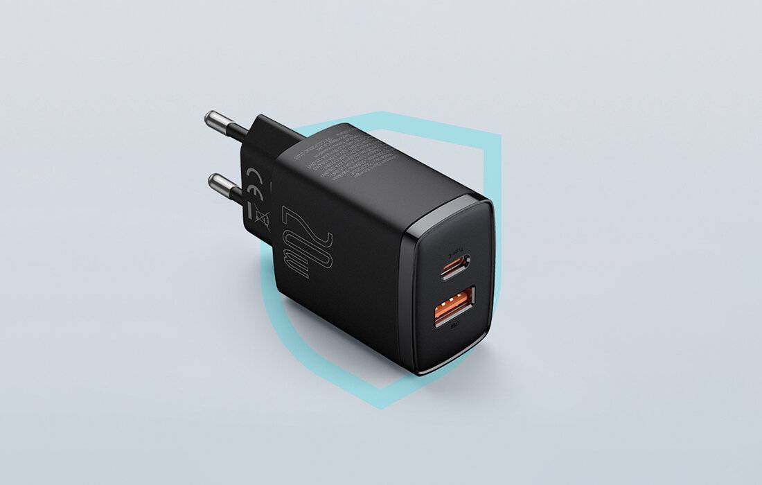 Preisbild für Compact mains charger 1x USB-A port + 1x USB-C 20W (Black) Kabel & Adapter
