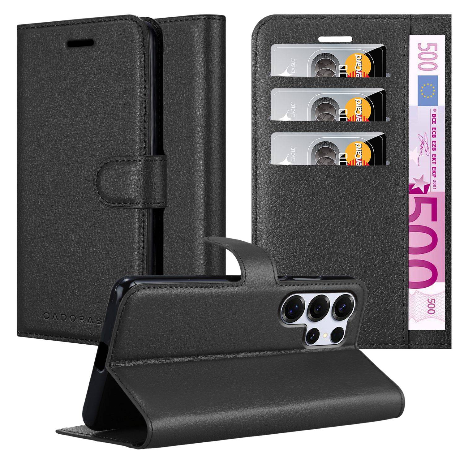 Cadorabo Hülle für Samsung Galaxy S25 Ultra Schutz Hülle in Schwarz Handyhülle Etui Case Cover Magnetverschluss-0
