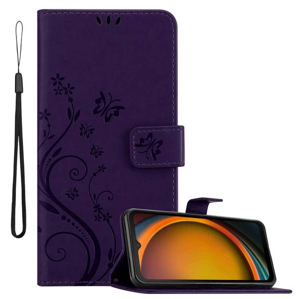 Cadorabo Hülle für Samsung XCover 7 Schutz Hülle in Lila Schutzhülle Handy Hülle Etui Case Blumen Flower