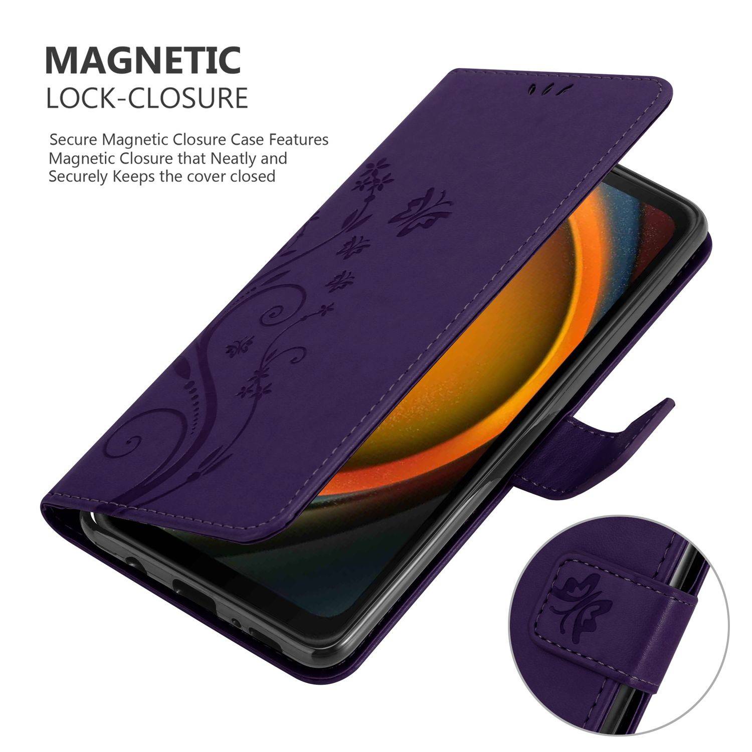 Cadorabo Hülle für Samsung XCover 7 Schutz Hülle in Lila Schutzhülle Handy Hülle Etui Case Blumen Flower-3