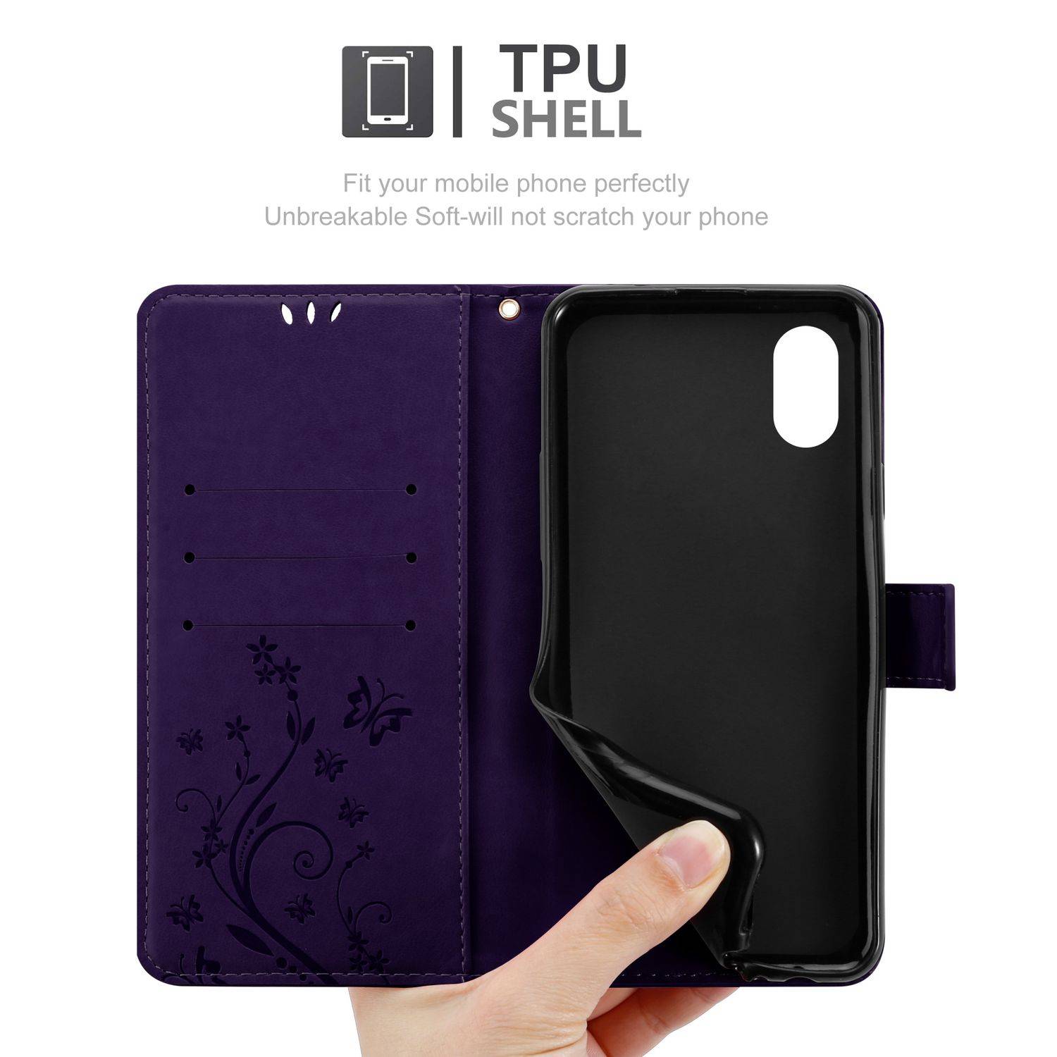 Cadorabo Hülle für Samsung XCover 7 Schutz Hülle in Lila Schutzhülle Handy Hülle Etui Case Blumen Flower-4