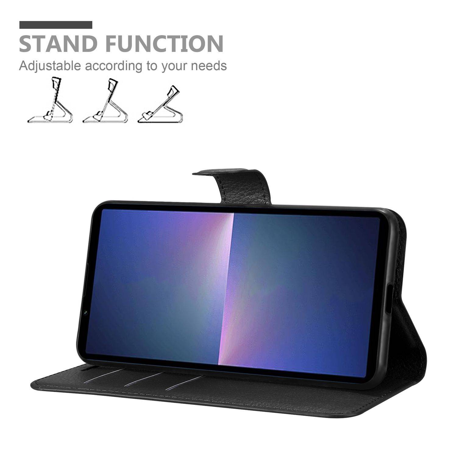 Cadorabo Hülle für Sony Xperia 5 V Schutz Hülle in Schwarz Handyhülle Etui Case Cover Magnetverschluss-1