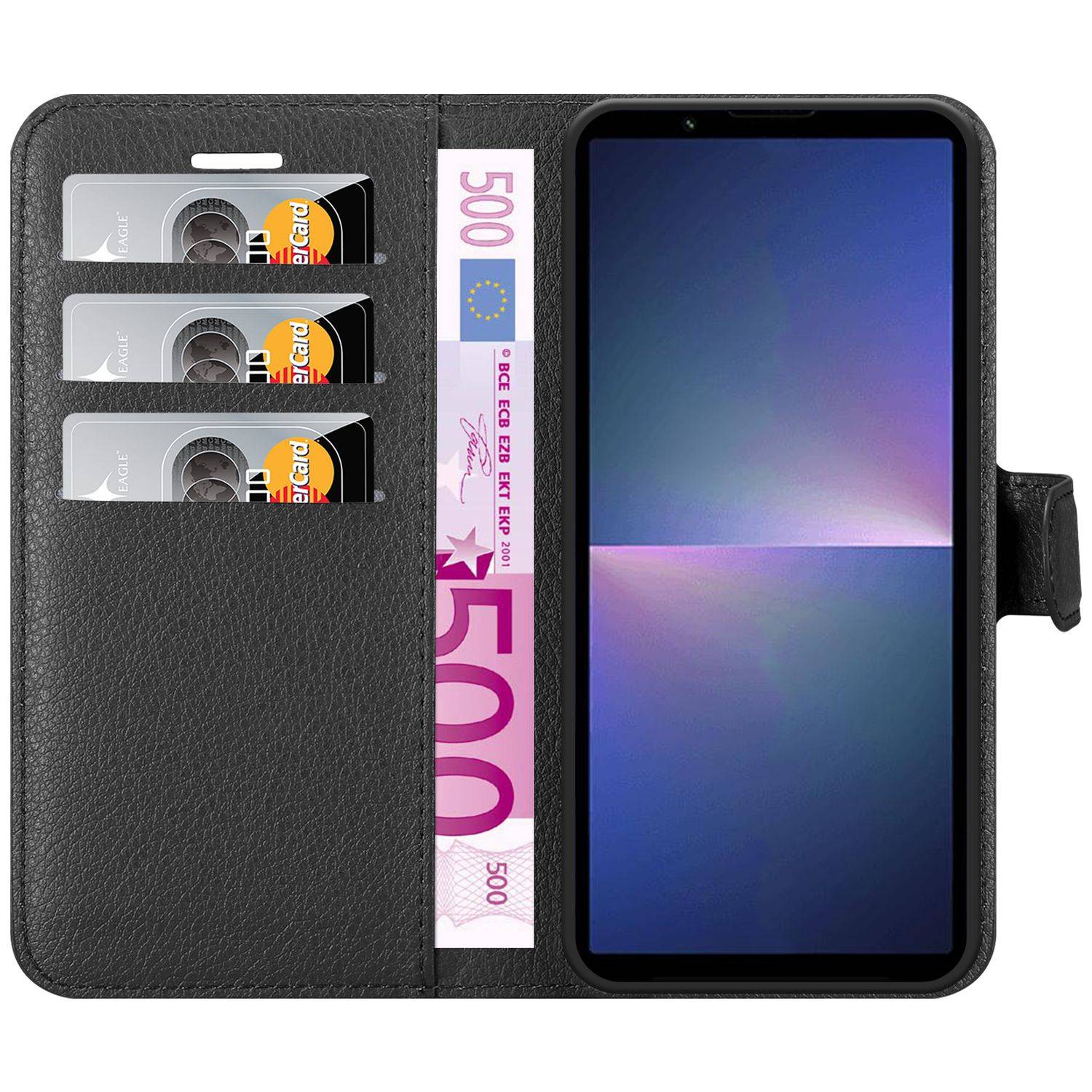 Cadorabo Hülle für Sony Xperia 5 V Schutz Hülle in Schwarz Handyhülle Etui Case Cover Magnetverschluss-4