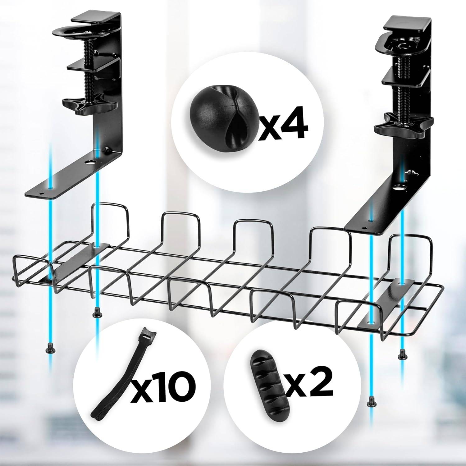 Duronic CMH2 Kabelkanal Schreibtisch, Kabelmanagement, Kabelrinne Büro-3