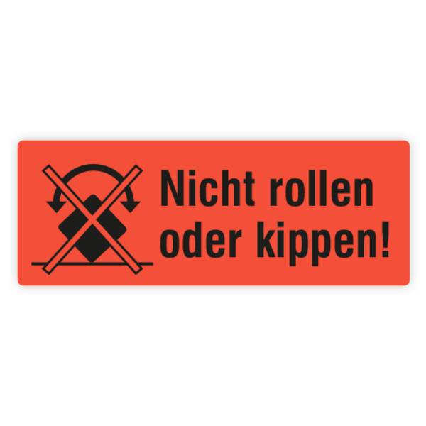 Paketaufkleber "Nicht rollen oder kippen!", auf Rolle, 135 x 50 mm, rot