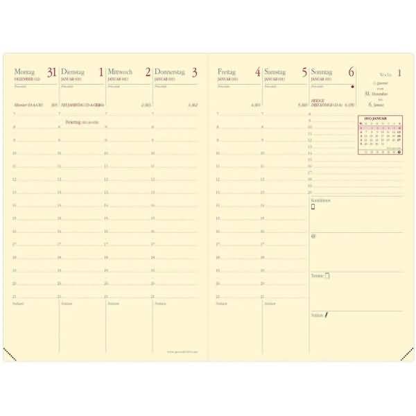 Kalender Geschäftbus Prestige 10x15cm Luna Leder rosa 2027-1