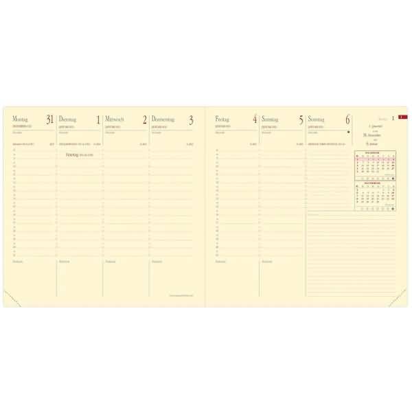 Buchkalender Executif Prestige 16x16cm Luna Leder rosa 2027-1