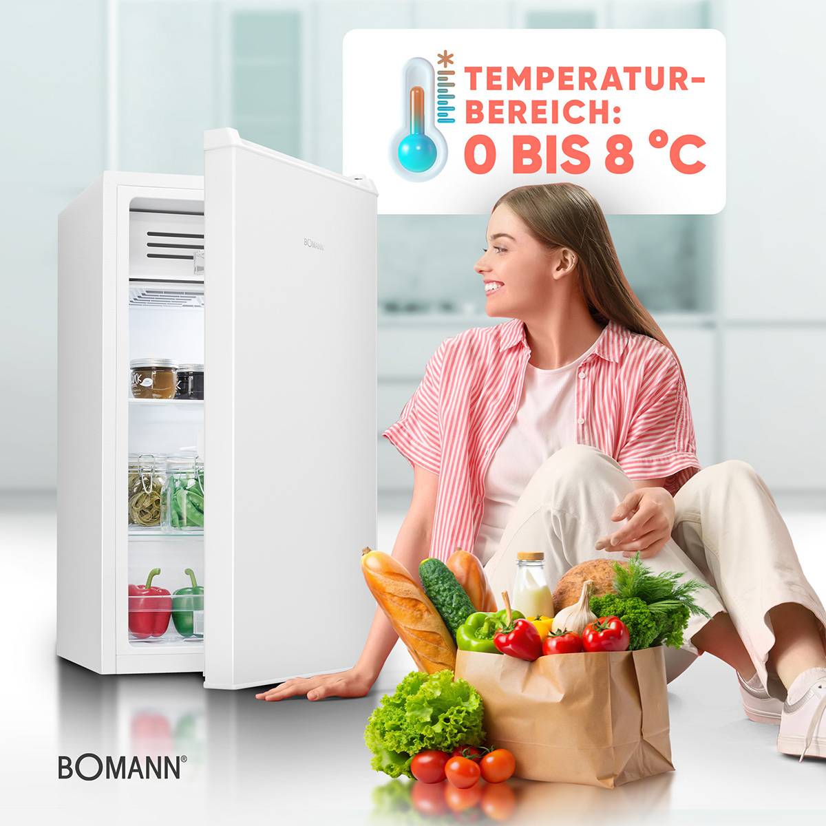Bomann Kühlschrank KS 7257 | 83 Liter | mit Frostfach | leise 41 dB | Tischkühlschrank | LED | stufenlos regelbar | Weiß-2