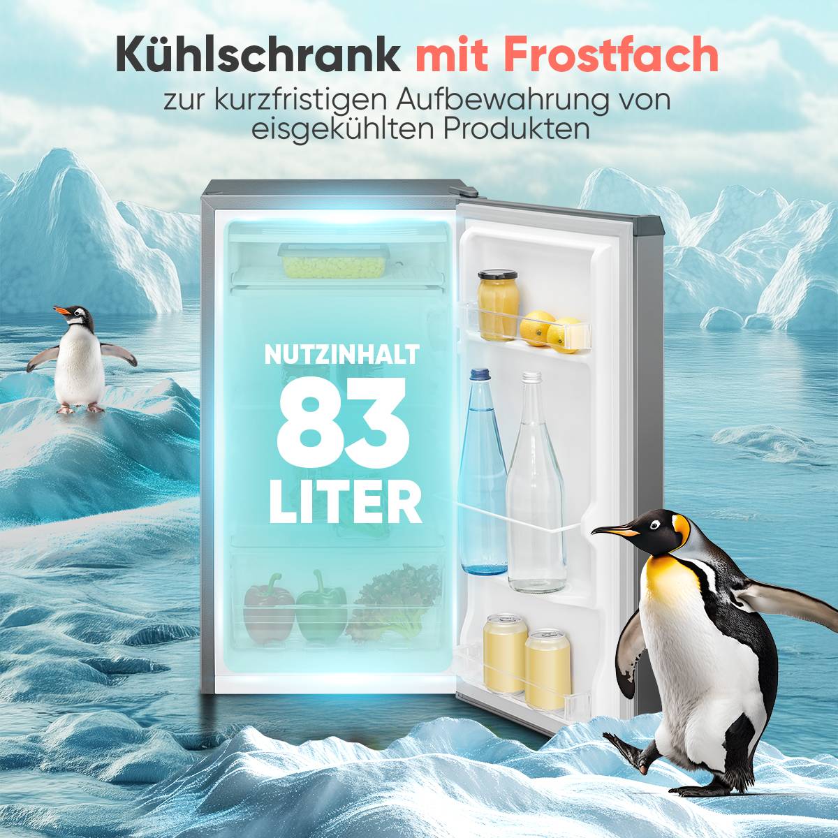 Bomann KS 7257 Kühlschrank EEK: E (A - G) 83 l Standgerät Graphit-1